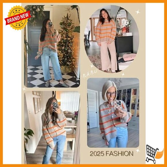 Oversized Knit Cardigan Long Sleeve Button Down Open Front Sweater - Picture 5 of 7